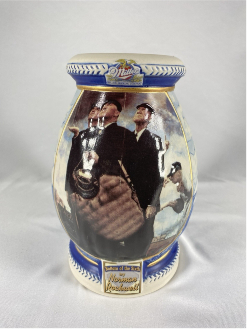 Miller 2001 Norman Rockwell Bottom of the Sixth Beer Stein Box COA 1st Series